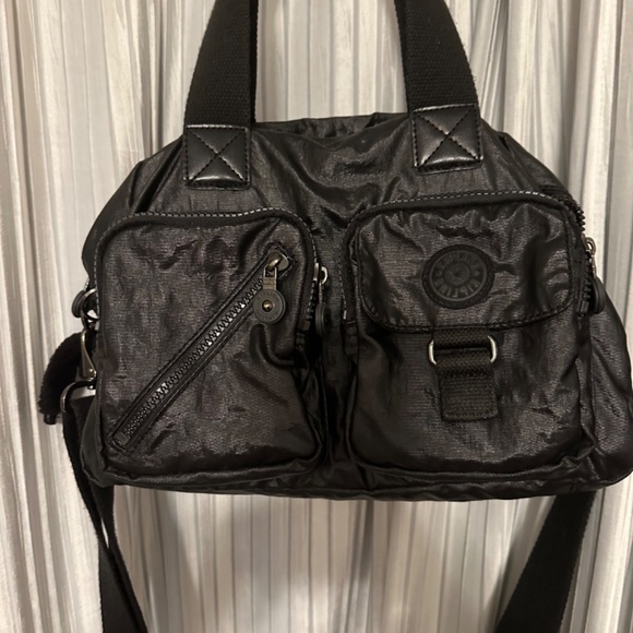 Kipling Defea, Black Metallic Satchel with Monkey and Shoulder Strap, VINTAGE! - Picture 10 of 10